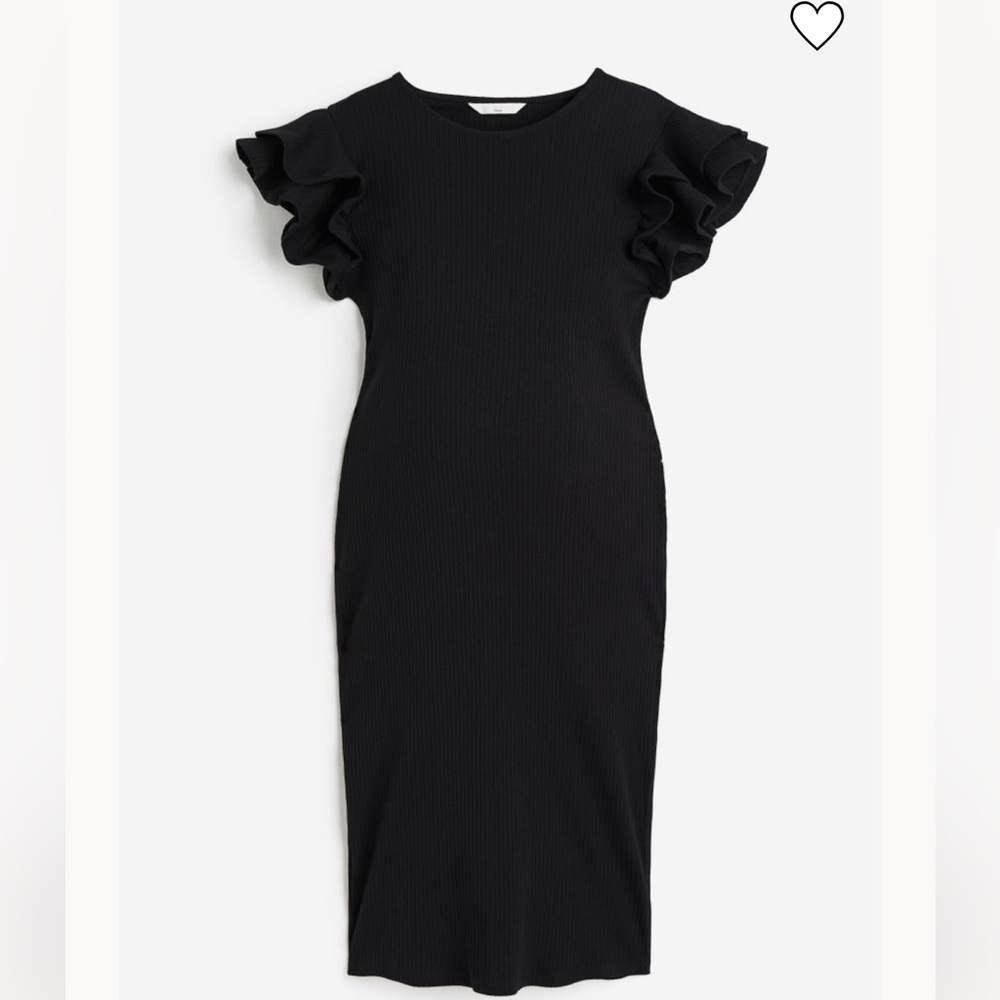 MAMA rib knit flutter sleeve dress